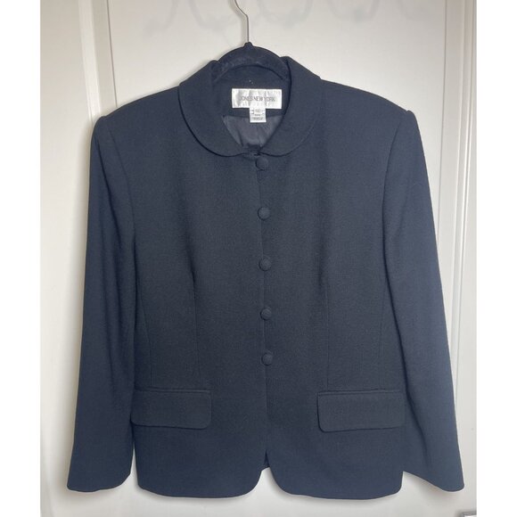 Jones New York Womens Black Wool Button-Up Blazer Jacket Sz 12 Classic Workwear - Picture 1 of 9